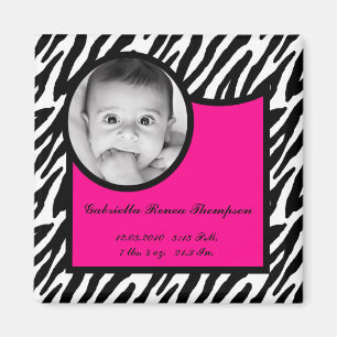 2"x2" Birkelån Magnet Shock rosa Zebra