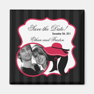 2"x2"-Eleganten för formella hattar i Spara datum Magnet