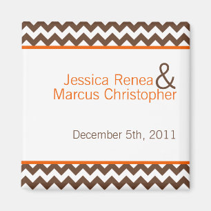 2"x2"-favoriter Magnet Brown Orange Chevron Namn