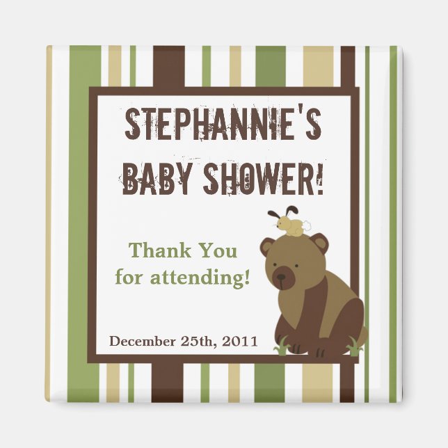 2"x2"-favoritmagnet, kanderat ihåligt skogsbjörn magnet (Framsidan)