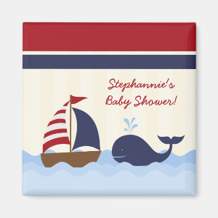 2"x2" kvadratkvadrattum Ahoy Nautical Whale Magnet