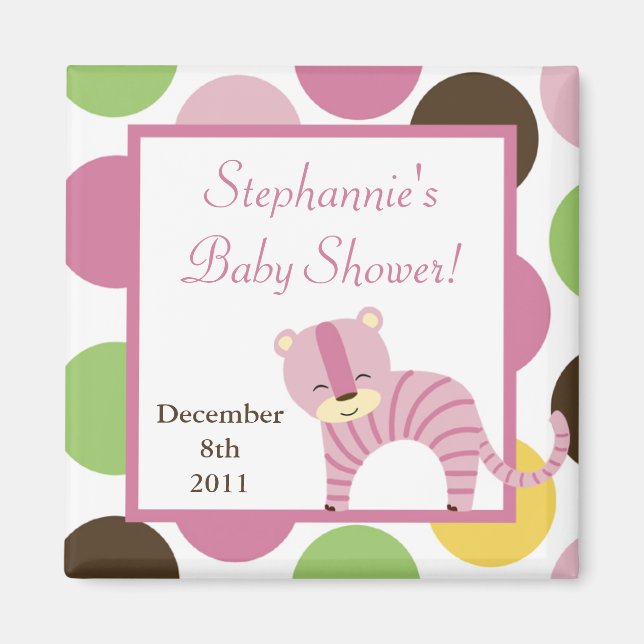 2"x2" Magnet Favor Jungle Queen Rosa Tiger Safari (Framsidan)