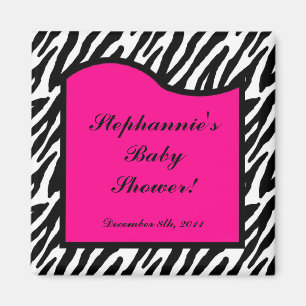 2"x2" Magnet Favor Shock rosa Zebra Animal Print