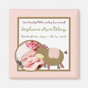 2"x2"-meddelande Magnet Abby's Farm Rosa Girly