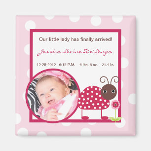 2"x2"-meddelande Magnet Berry Garden Nyckelpiga