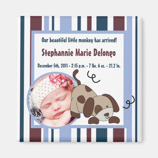 2"x2"-meddelande Magnet Lil League Puppy Hund (Framsidan)