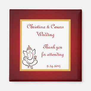 2"x2"-meddelande Magnet Lord Ganesha/Hindu Red S