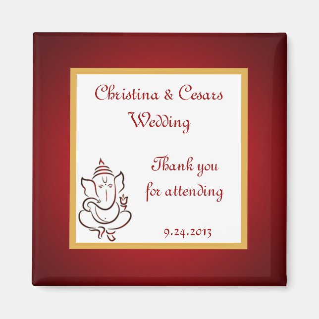 2"x2"-meddelande Magnet Lord Ganesha/Hindu Red S (Framsidan)