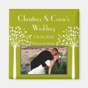 2"x2"-meddelande Magnet Modern Grönt Träd vit