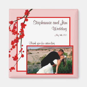 2"x2"-meddelande Magnet Red Cherry Blommar