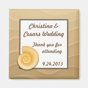 2"x2"-meddelande Magnet Seashells på Sandy Beach