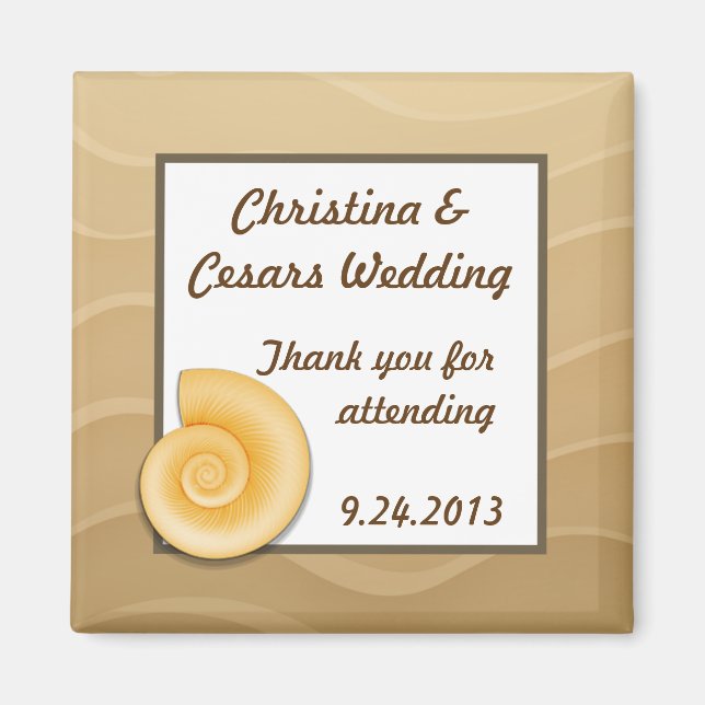 2"x2"-meddelande Magnet Seashells på Sandy Beach (Framsidan)