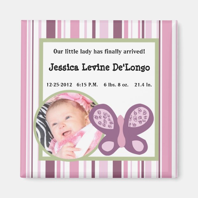 2"x2"-meddelande Magnet Sugar Plum Butterfly (Framsidan)