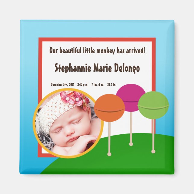 2"x2" Meddelande om Magnet Candy Land Ice Cream (Framsidan)