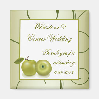 2"x2" Meddelande om magnet Grönt Apple Swirls Frui