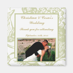 2"x2" Meddelande om Magnet Grönt Gerbera Daisy Flo