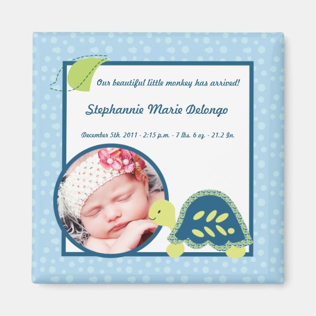 2"x2" Meddelande om Magnet Turtle Reef Ocean Sea (Framsidan)