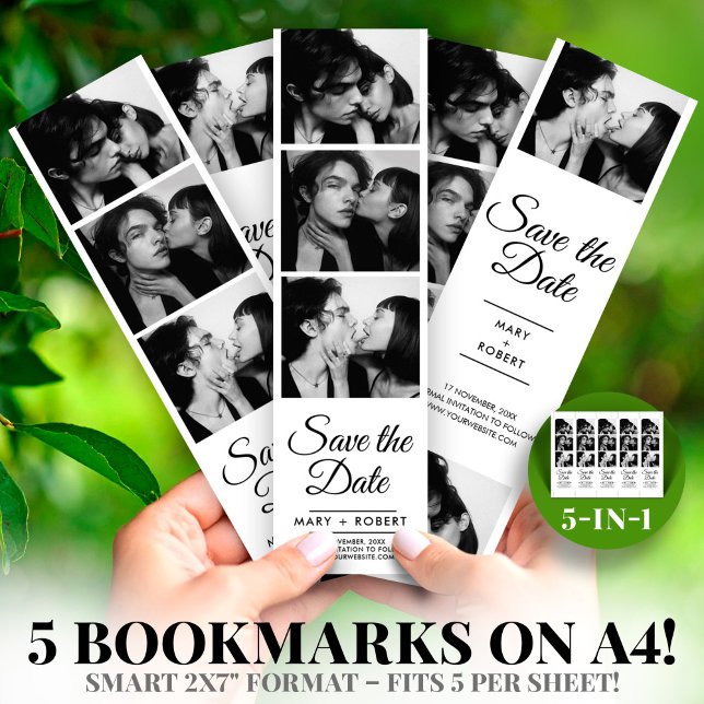2 x 7-tums ModernPhoto Booth Spara Bröllop-remsan (Photo Booth 2x7" Save the Date Wedding Strip )