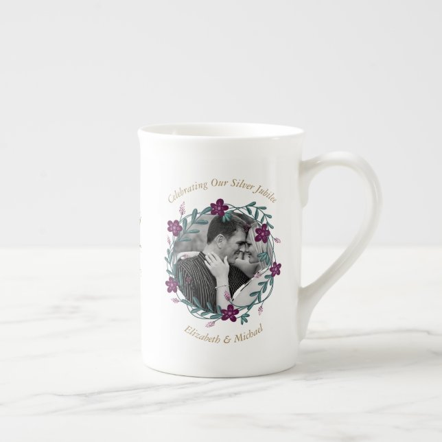2 x Photo Bröllop-årsdagen 1990-Namn Benporslin Mugg (Höger)