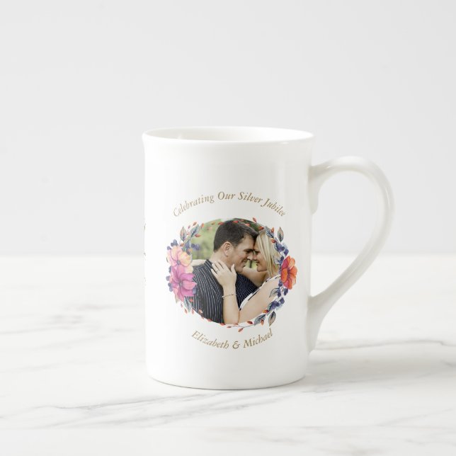 2 x Photo Bröllop-årsdagen 1990-Namn Benporslin Mugg (Höger)