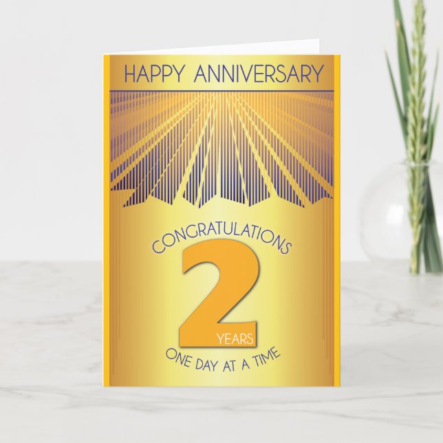2 Year Sober Anniversary | Golden Ray 12 Step  Kort (Framsida)
