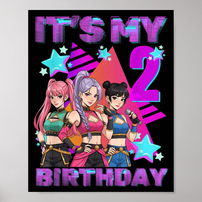 2 Years Old Birthday K P Kids 2nd Birthday Girls K Poster (Framsidan)