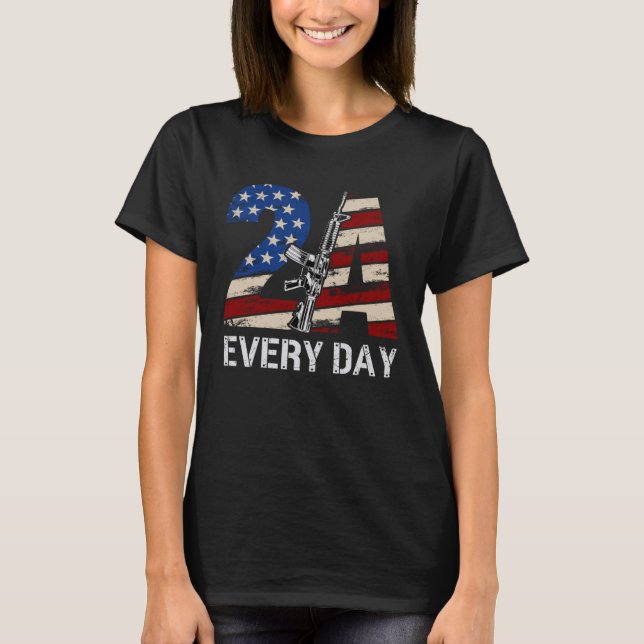 2A AR15 Rifle 2:a ändring Patriotic Gun Owner T Shirt (Framsida)