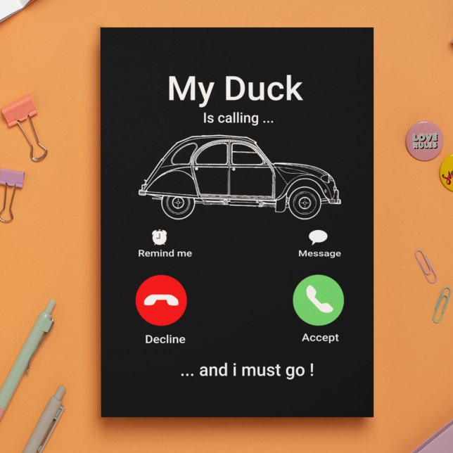 2CV Deux Chevaux Funny SmartPhone-vykort Vykort (2CV Clock in Black with a Red Green and White Smartphone Illustration)