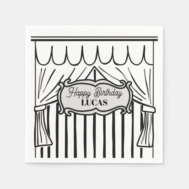 2D-Födelsedagsfestens Tecknad Stil Pappersservett (Framsidan)