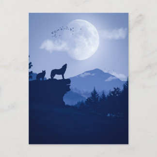 2D Howling varg liggande Vykort