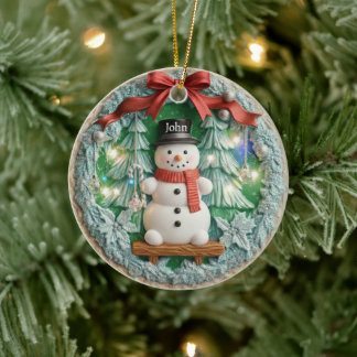 2D Personalized Snowman Christmas Ornament