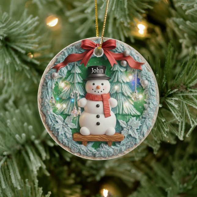 2D Personalized Snowman Christmas Ornament (Träd)
