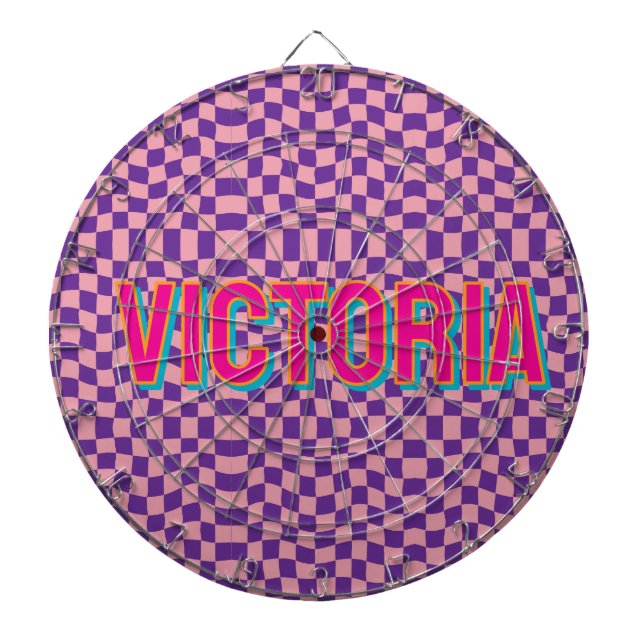 2D Retro Färgglada Bokstäver Namn Darttavla (Framsidan)
