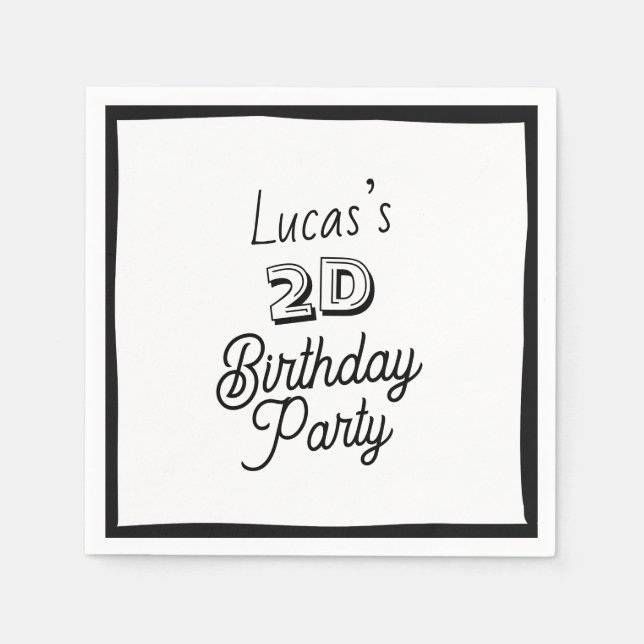 2D Tecknad Boys Andra födelsedag Pappersservett (Framsidan)