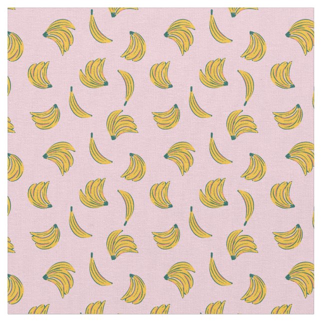 (2in) Coola bananillustration rosa bakgrund Tyg (Närbild)