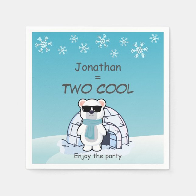 2nd Birthday Boy Two Cool Polar Bear Iglo   Pappersservett (Framsidan)