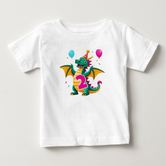 2nd Birthday Dragon T-Shirt (Framsida)