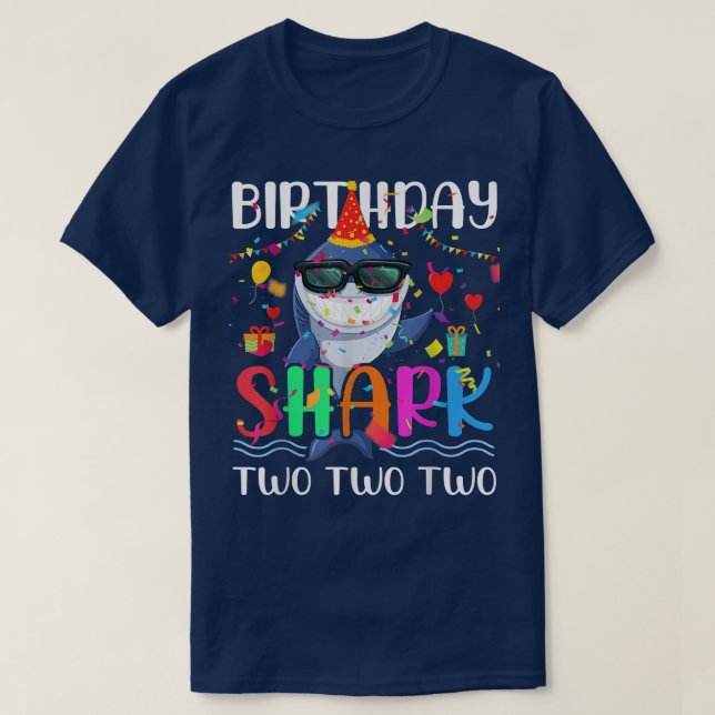 2nd Birthday Family Shark Kids Two Two Two  T Shirt (Design framsida)