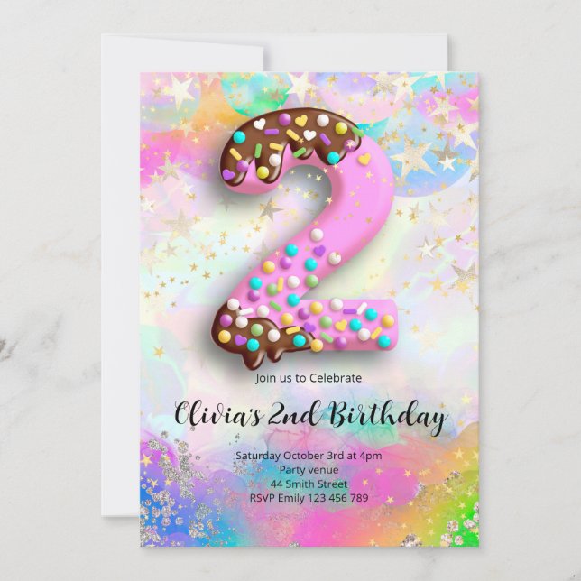 2nd Birthday Girls Invitation Inbjudningar (Framsida)