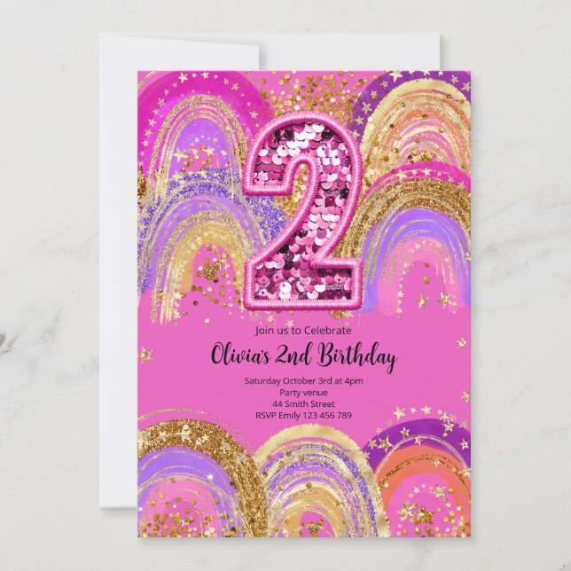 2nd Birthday Girls Invitation Inbjudningar (Framsida)