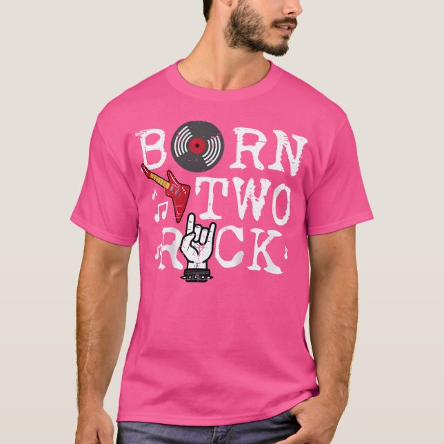 2Nd Birthday Guitar Born Two 2 Rock Rocker Bday Bo T Shirt (Framsida)