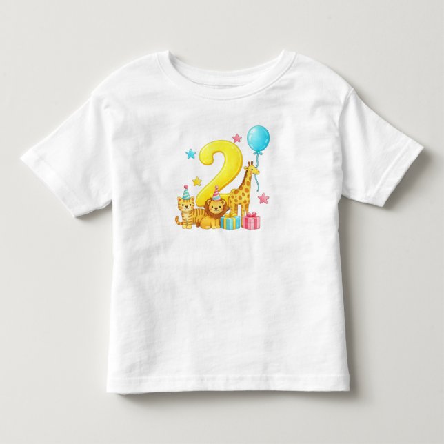 2nd Birthday Jungle Animals" T Shirt (Framsida)