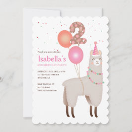 2nd Birthday Llama Invitation Inbjudningar