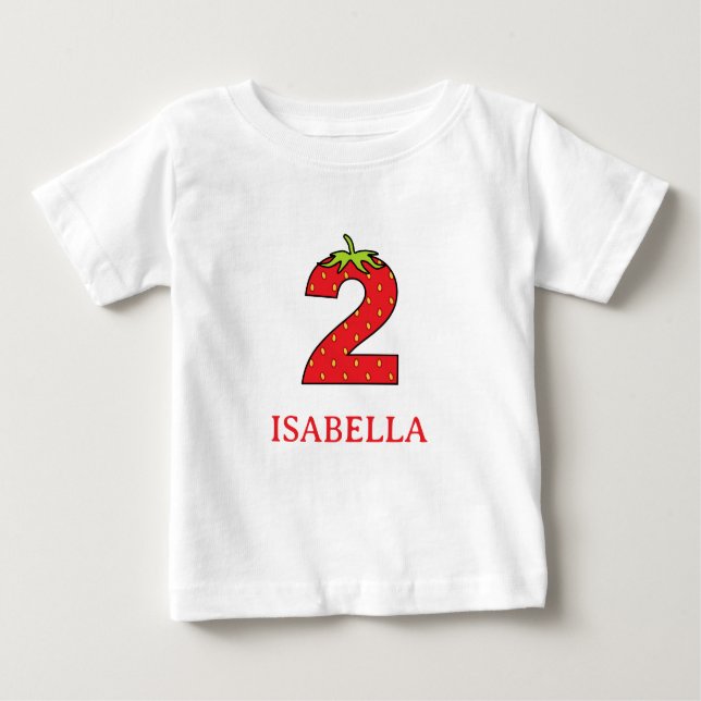 2nd Birthday strawberry theme Party  T Shirt (Framsida)