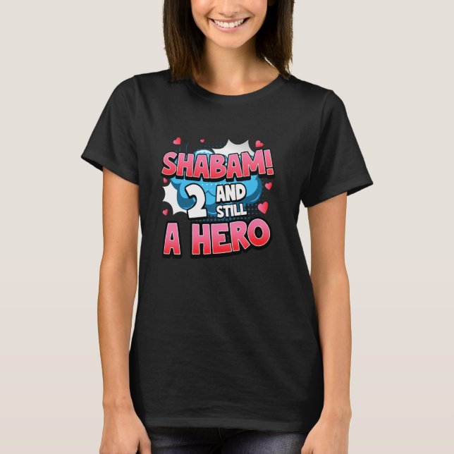 2nd Birthday Superhero Girls Shabam! Hero Comic Bo T Shirt (Framsida)
