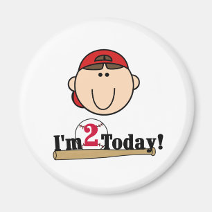 2nd födelsedag för brunettpojkebaseball magnet