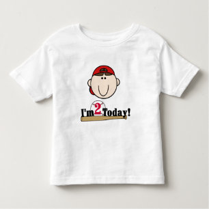 2nd födelsedag för brunettpojkebaseball tee shirt