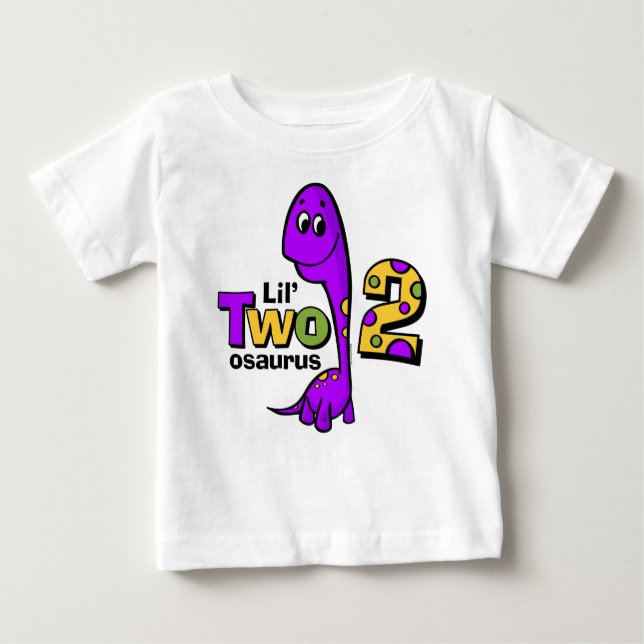 2nd födelsedag för purpurfärgad Dinosaur Tee (Framsida)