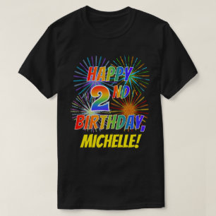2ND FÖDELSEDAG för regnbågeLookLYCKLIG; T Shirt