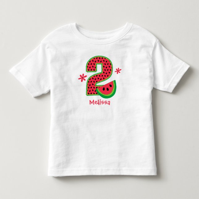 2nd födelsedag för vattenmelon t-shirt (Framsida)